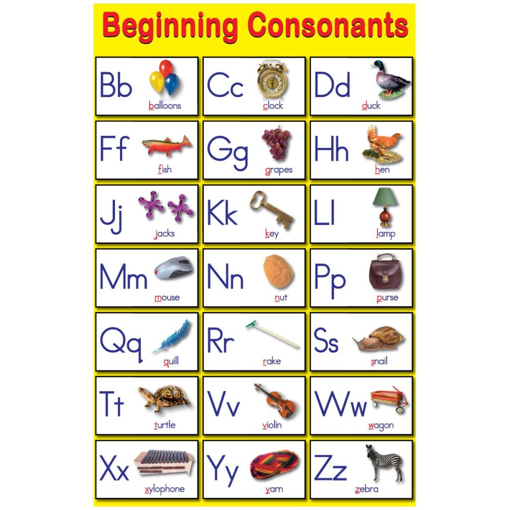 Beginning Consonants Educational Laminated Chart